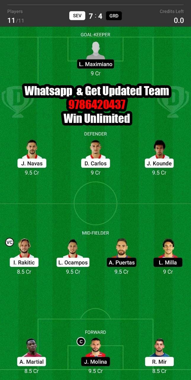 SEV vs GRD Dream11 Team fantasy Prediction LaLiga Santander