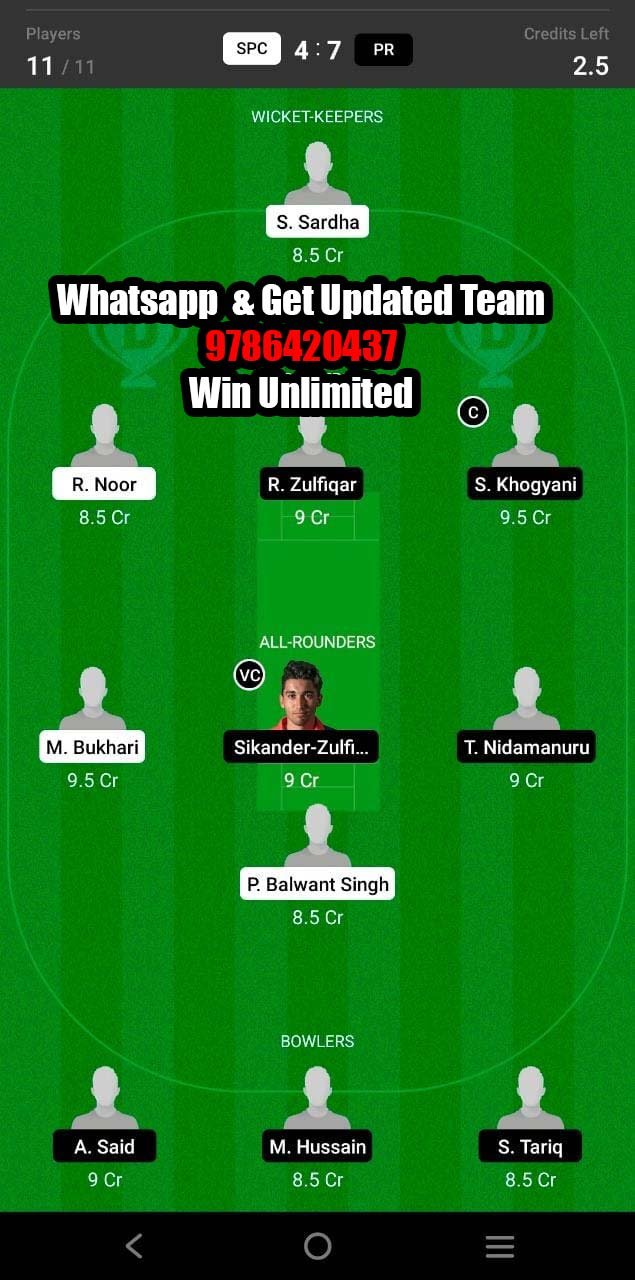 SPC vs PR 18th Match Dream11 Team fantasy Prediction FanCode ECS T10 - Rotterdam