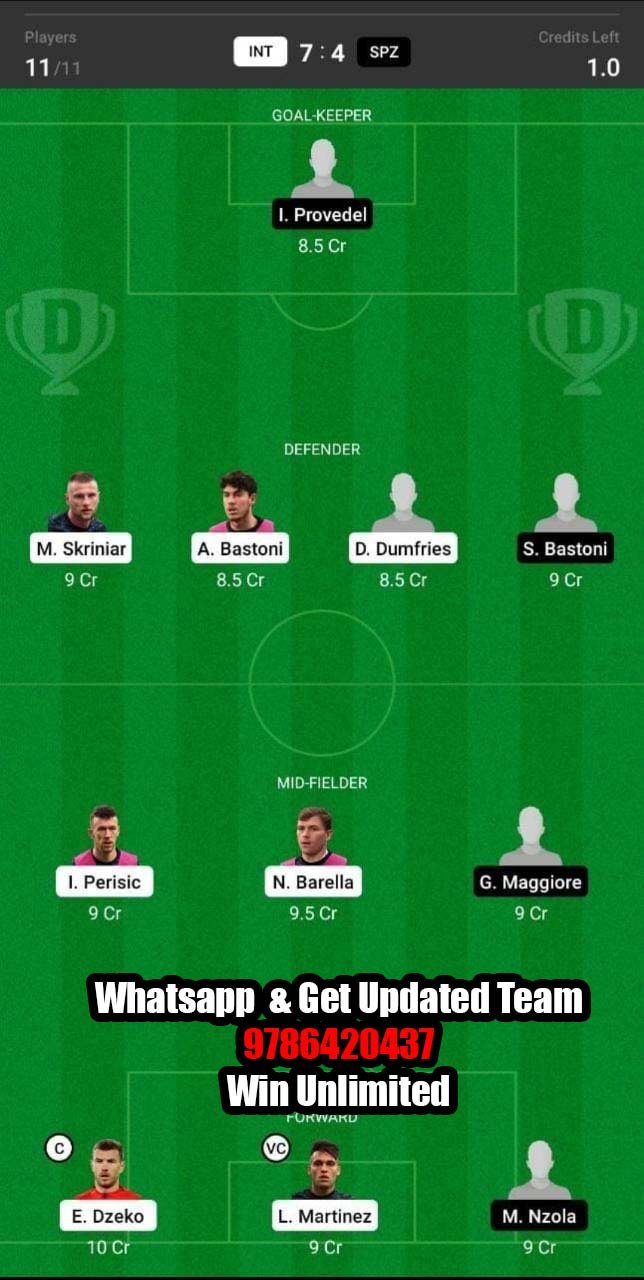 SPZ vs INT Dream11 Team fantasy Prediction Serie A