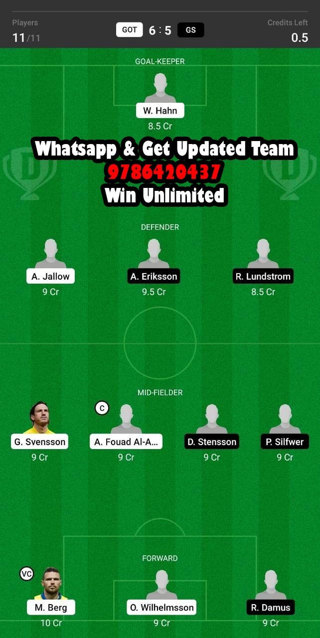 GOT vs GS Dream11 Team fantasy Prediction Swedish League