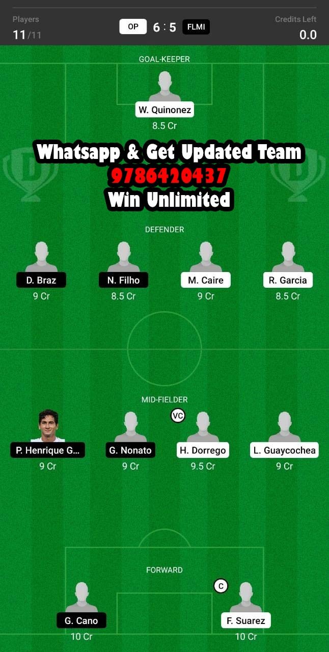 OP vs FLMI Dream11 Team fantasy Prediction Conmebol Sudamericana League