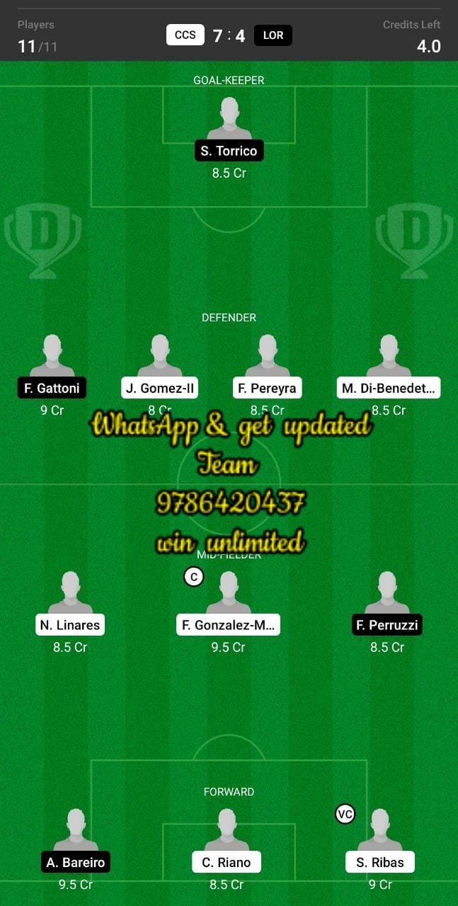 CCS vs LOR Dream11 Team fantasy Prediction Argentinian League