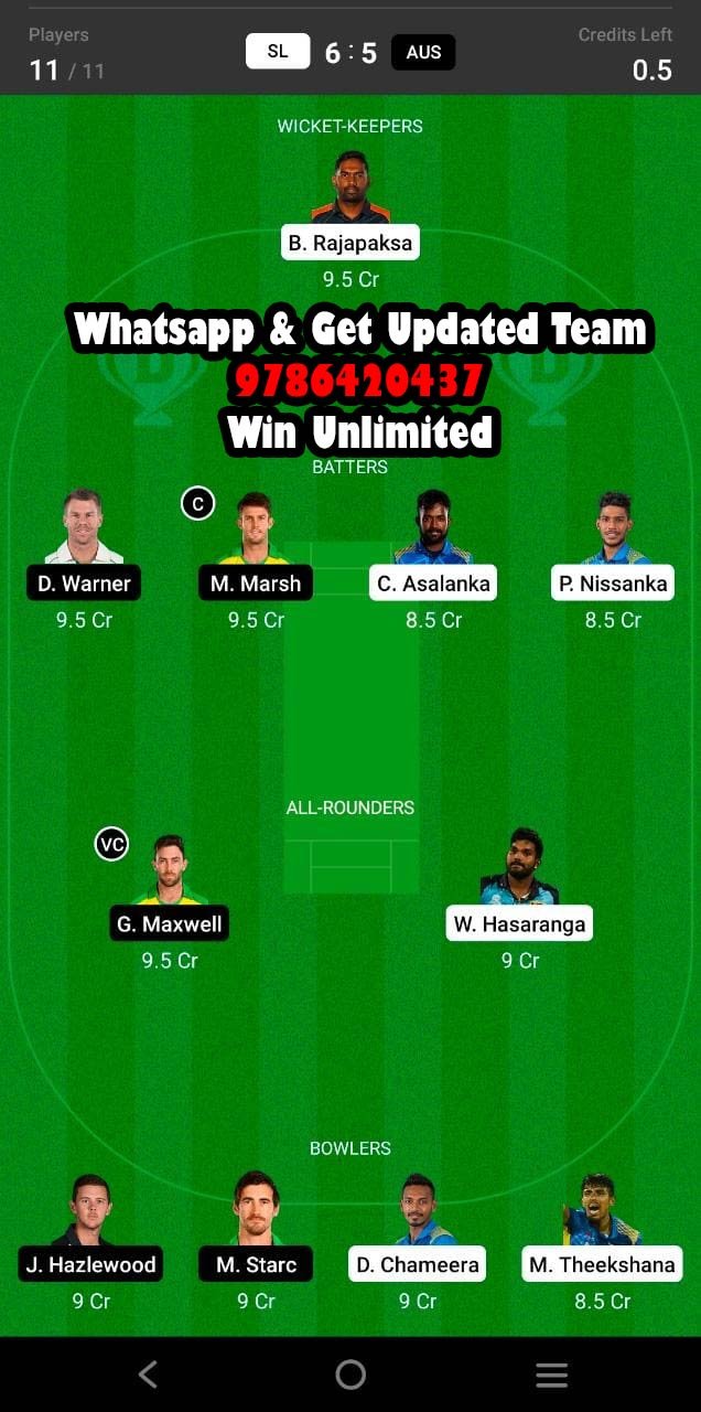 SL vs AUS 1st T20I Match Dream11 Team fantasy Prediction Ireland Inter-Provincial ODD