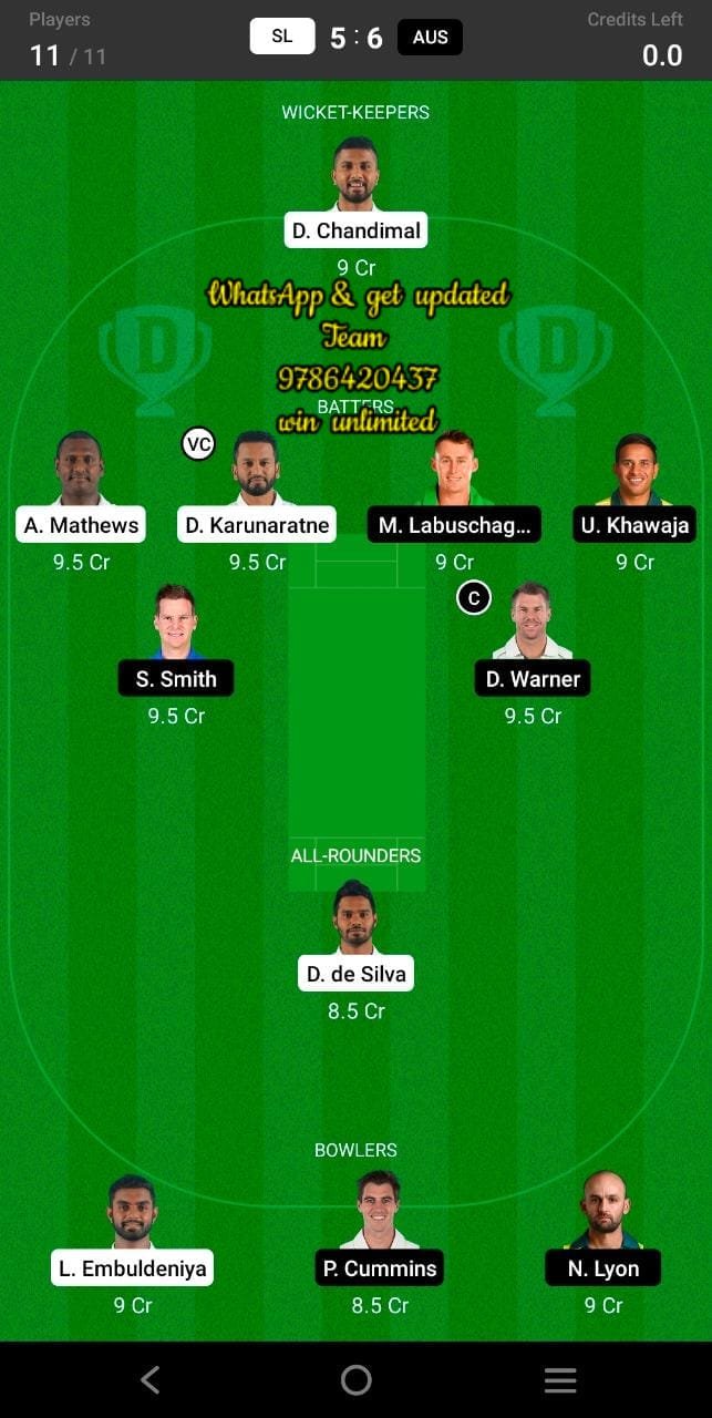 SL vs AUS 27th Match Dream11 Team fantasy Prediction Australia tour of Sri Lanka