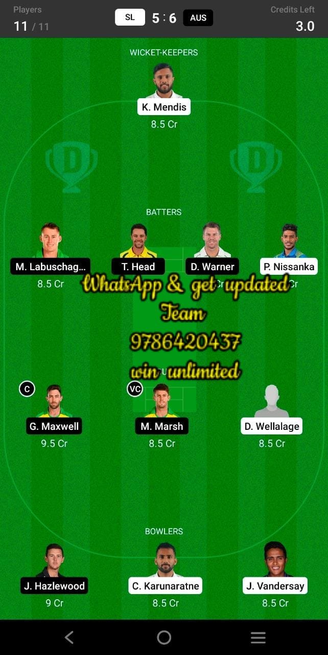 SL vs AUS 4th ODI Match Dream11 Team fantasy Prediction Australia tour of Sri Lanka