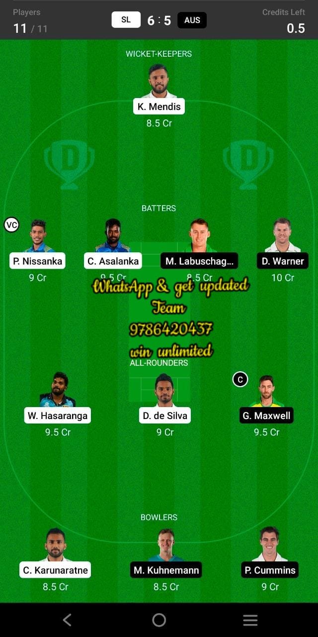 SL vs AUS 5th ODI Match Dream11 Team fantasy Prediction Australia tour of Sri Lanka