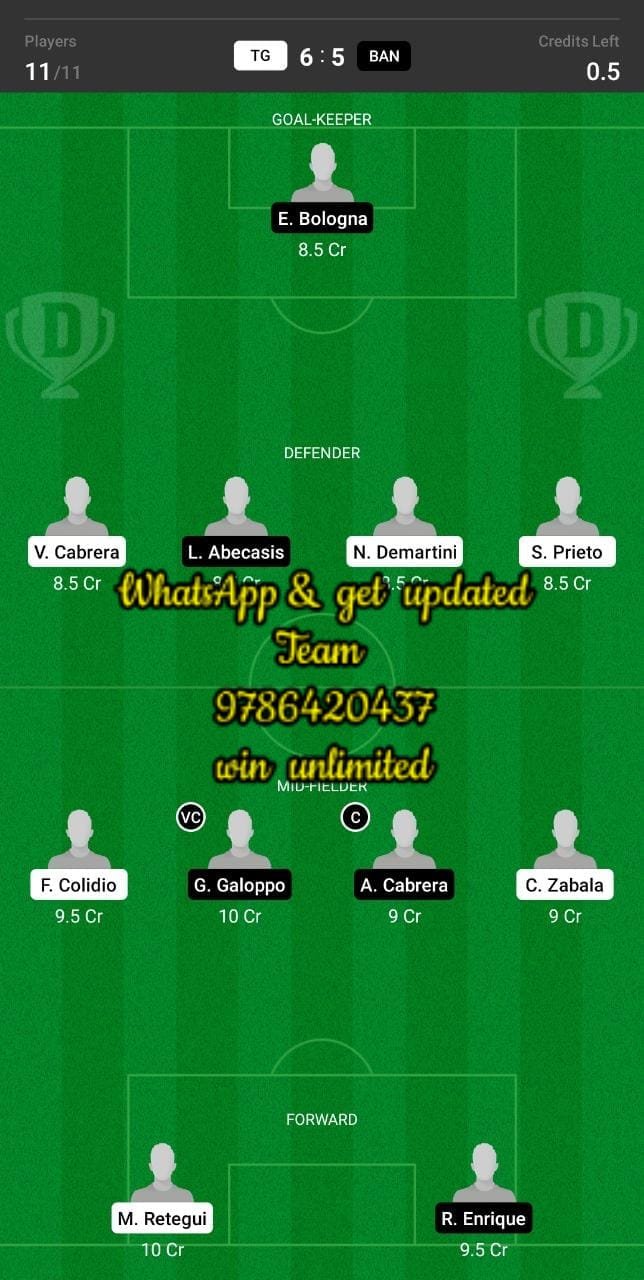 TG vs BAN Dream11 Team fantasy Prediction Argentinian League