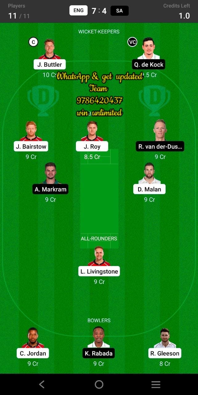 ENG vs SA 1st T20I Match Dream11 Team fantasy Prediction South Africa tour of England