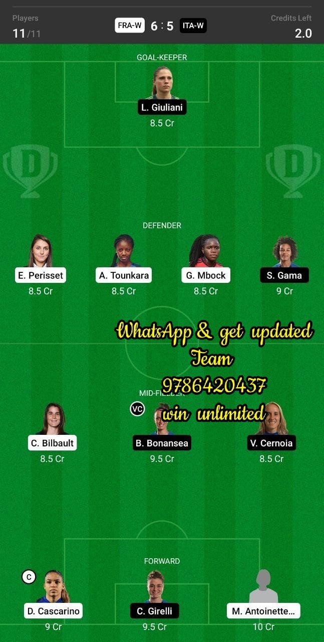 FRA-W vs ITA-W Dream11 Team fantasy Prediction Women's Euros