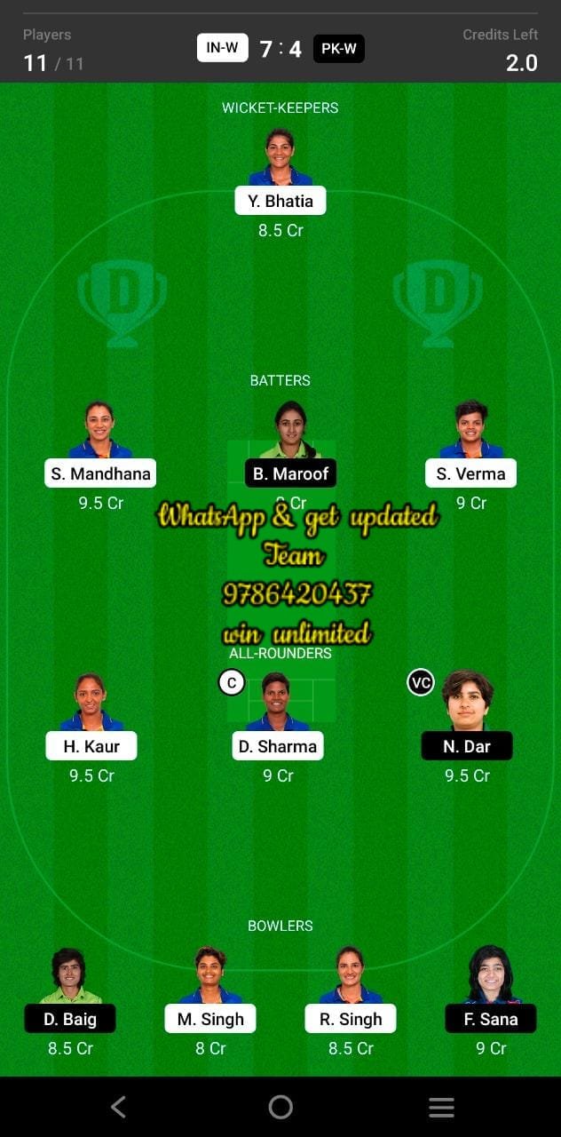 IN-W vs PK-W 5th Match Dream11 Team fantasy Prediction Women's T20 Commonwealth Games