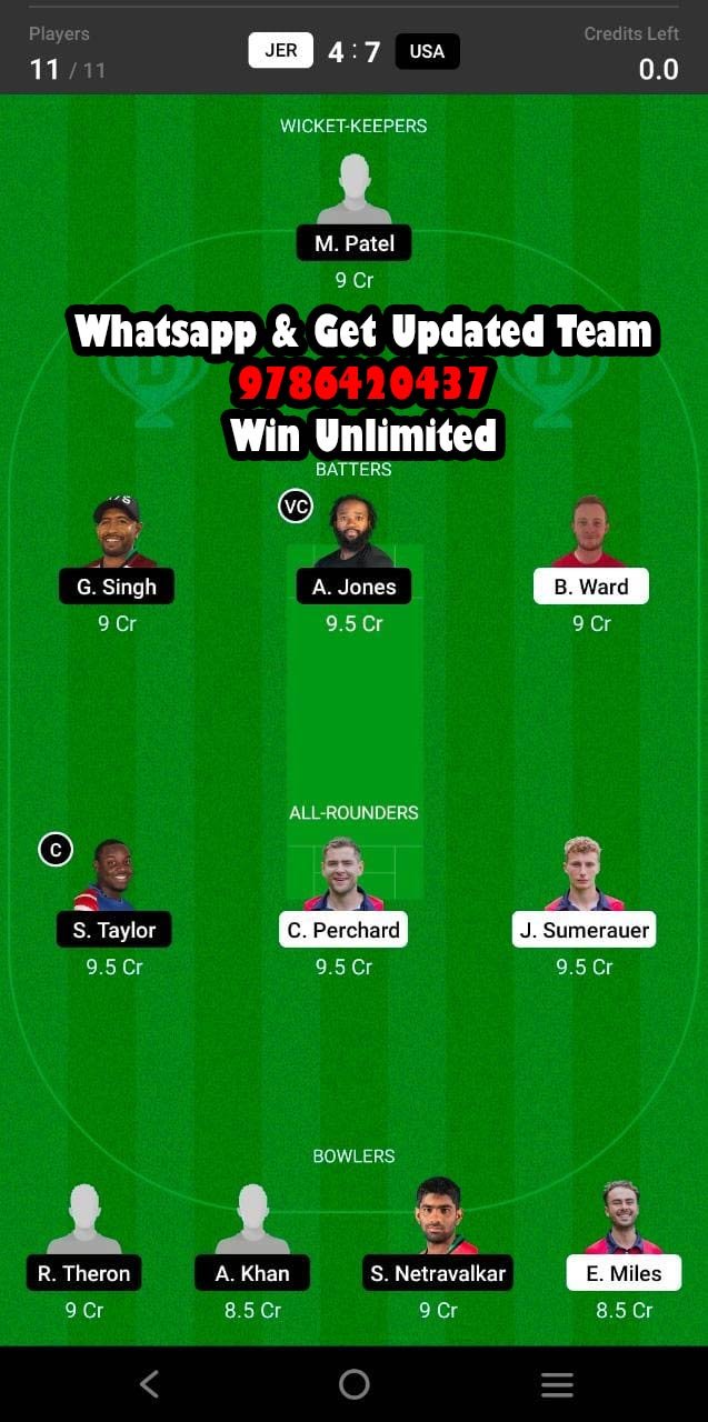 JER vs USA 2nd Match Dream11 Team fantasy Prediction ICC Men's T20 World Cup Qualifier B