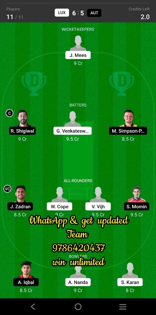 LUX vs AUT 4th Match Dream11 Team fantasy Prediction Central Europe Cup T20I