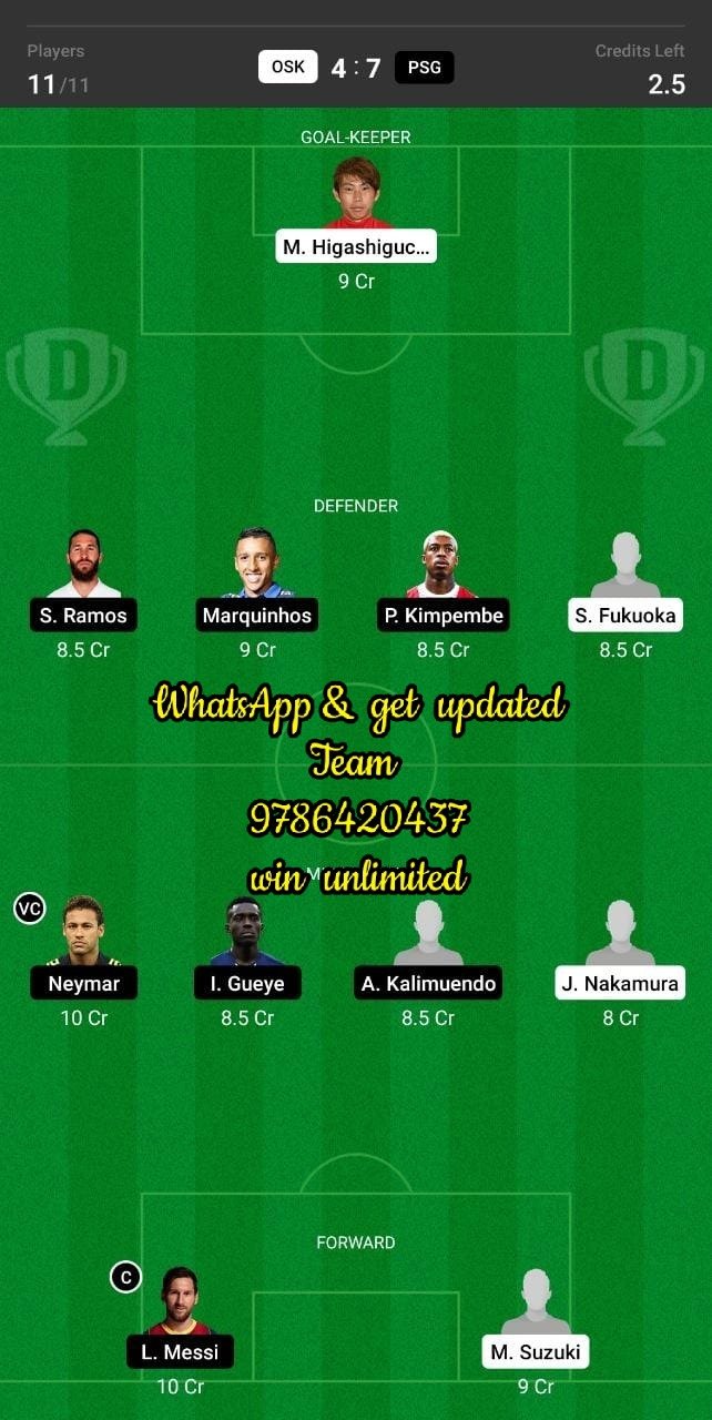 OSK vs PSG Dream11 Team fantasy Prediction Club Friendlies