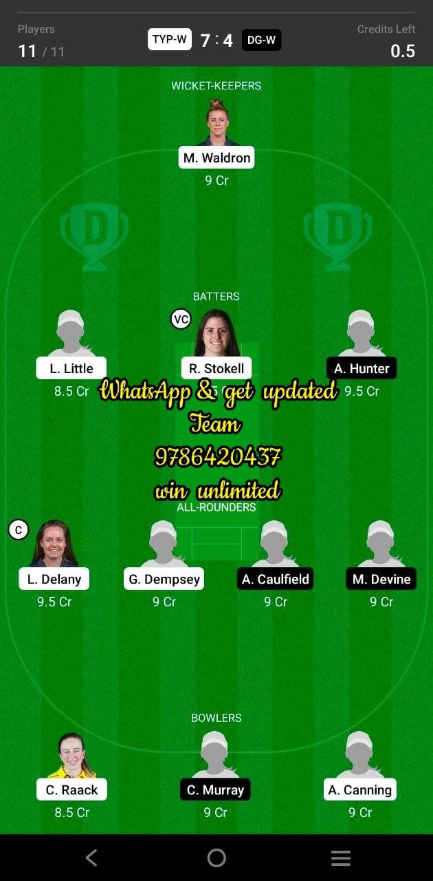 TYP-W vs DG-W 6th Match Dream11 Team fantasy Prediction Ireland Women's T20