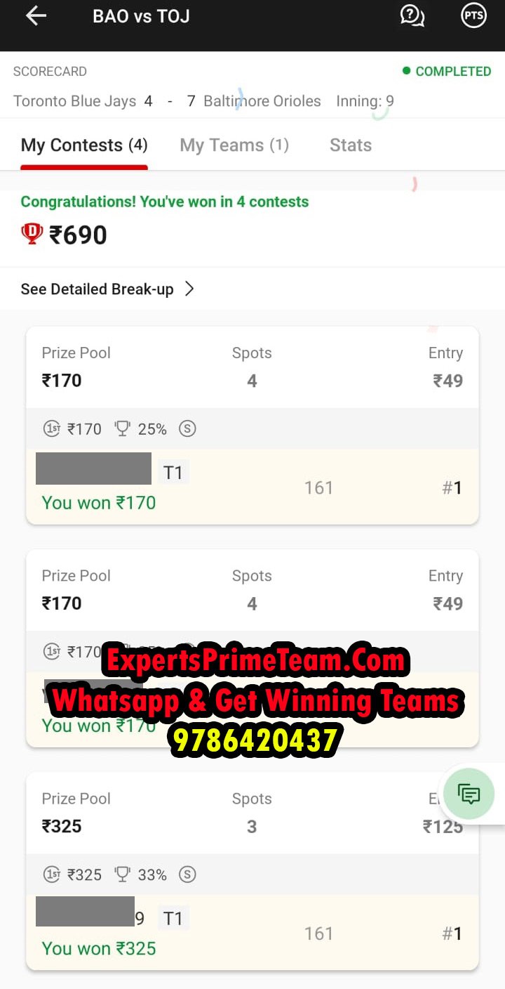BAD-VS-TOJ-Experts-Prime-Team-Results