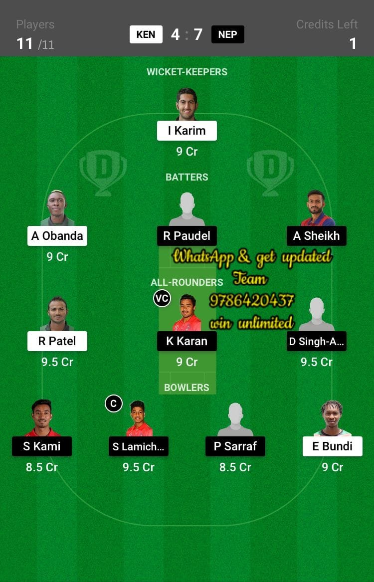 KEN vs NEP 1st T20I Match Dream11 Team fantasy Prediction Nepal tour of Kenya