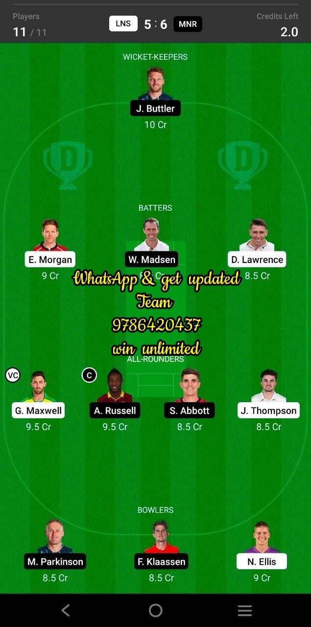 LNS vs MNR 6th Match Dream11 Team fantasy Prediction The Hundred