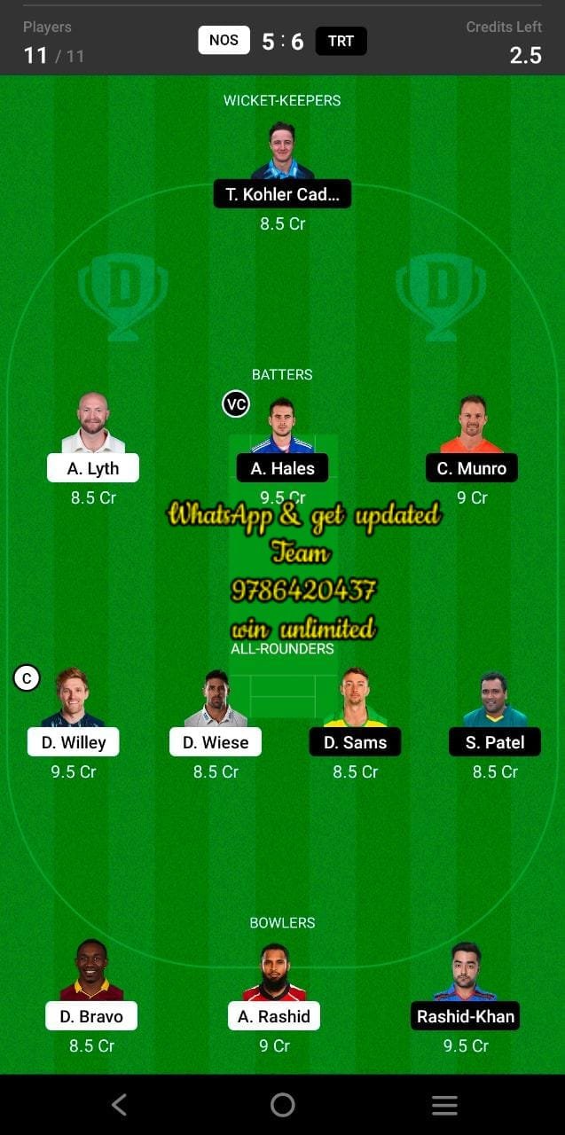 NOS vs TRT 7th Match Dream11 Team fantasy Prediction The Hundred