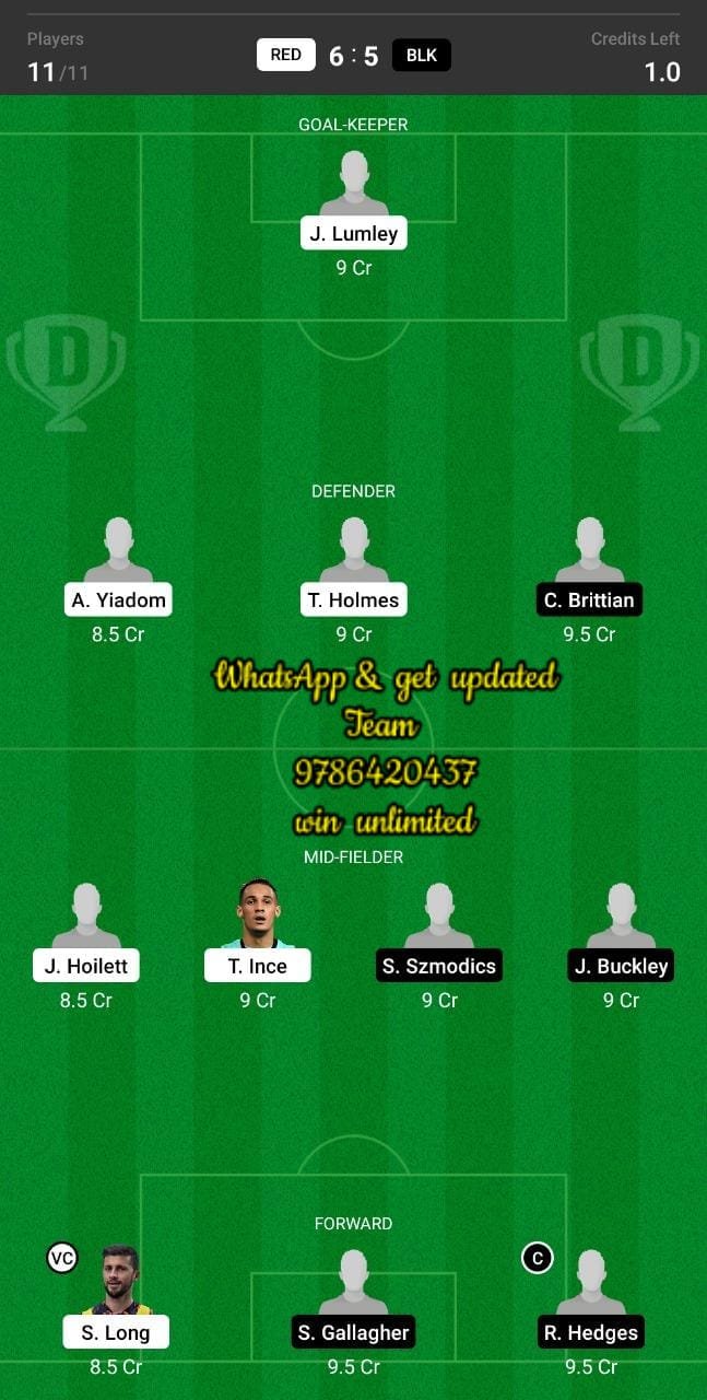 RED vs BLK Dream11 Team fantasy Prediction English Championship