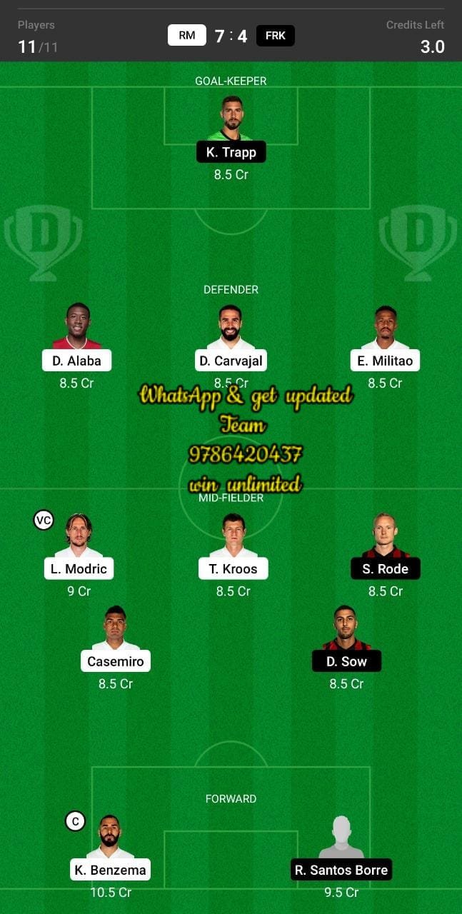 RM vs FRK Dream11 Team fantasy Prediction UEFA Super Cup