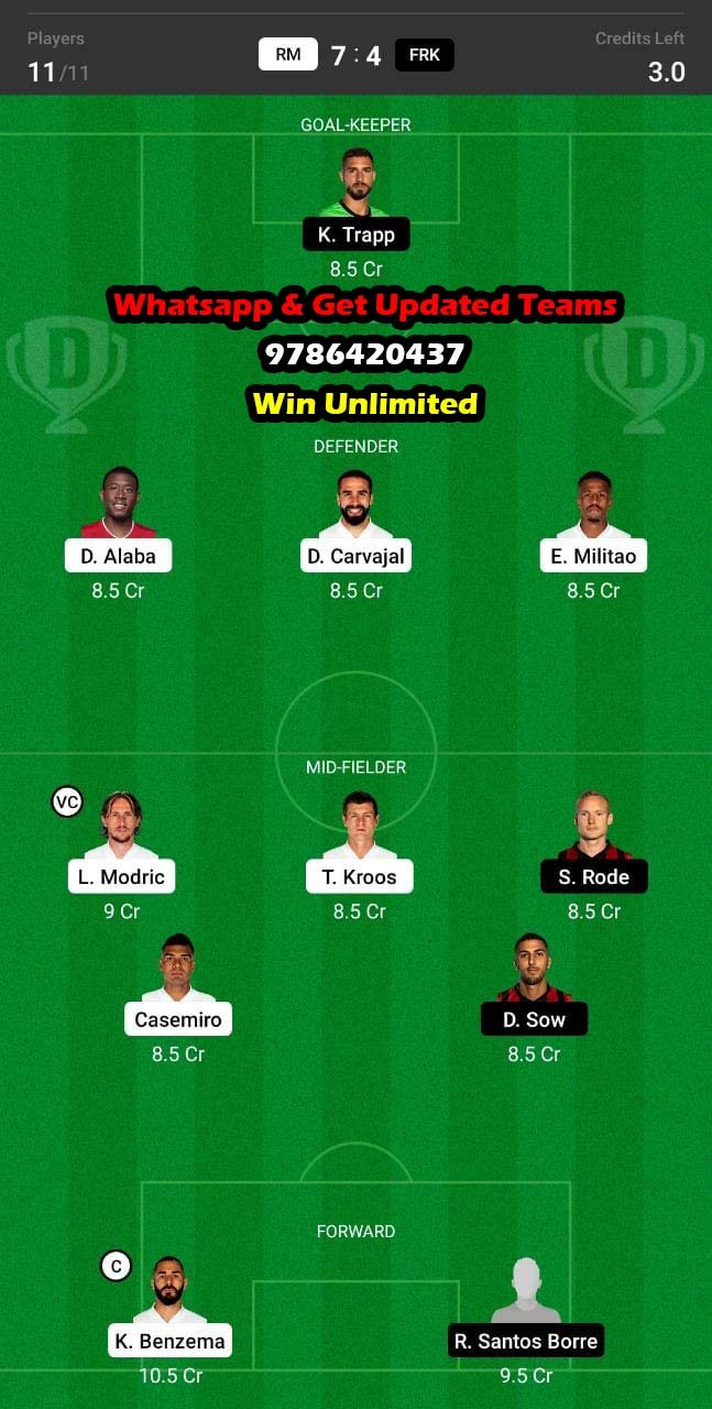 RM vs FRK Dream11 Team fantasy Prediction UEFA Super Cup