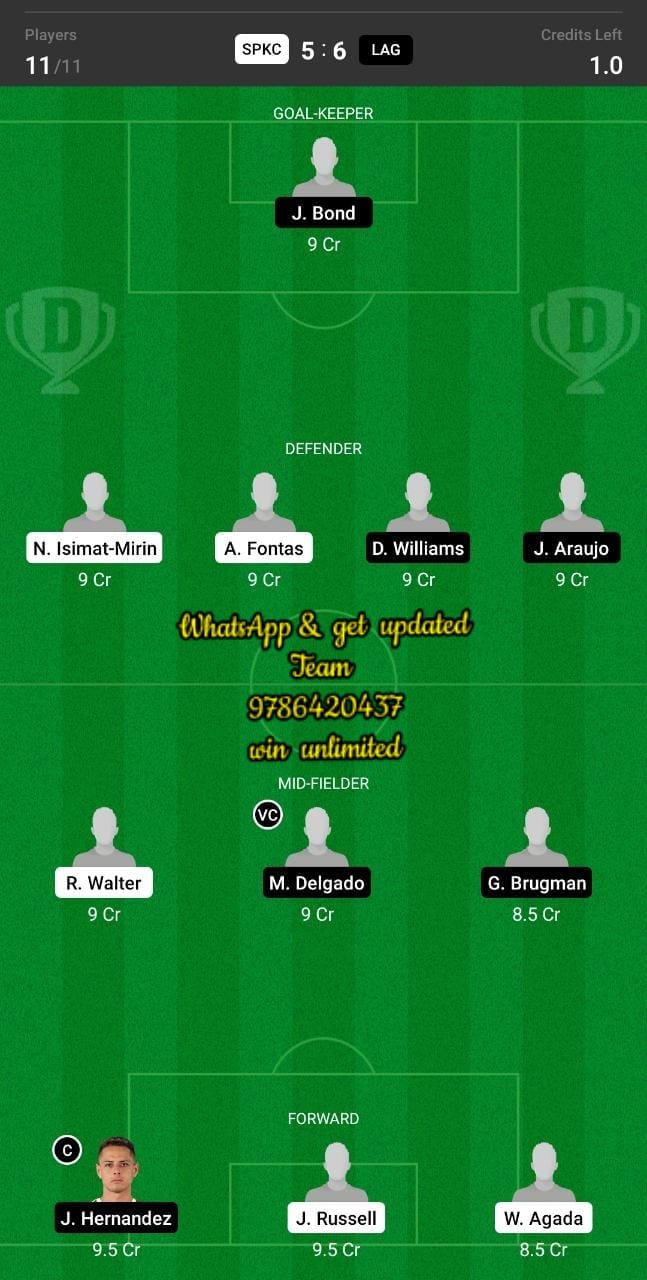 SPKC vs LAG Dream11 Team fantasy Prediction Major League Soccer