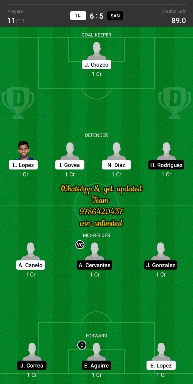 TIJ vs SAN Dream11 Team fantasy Prediction Mexican League