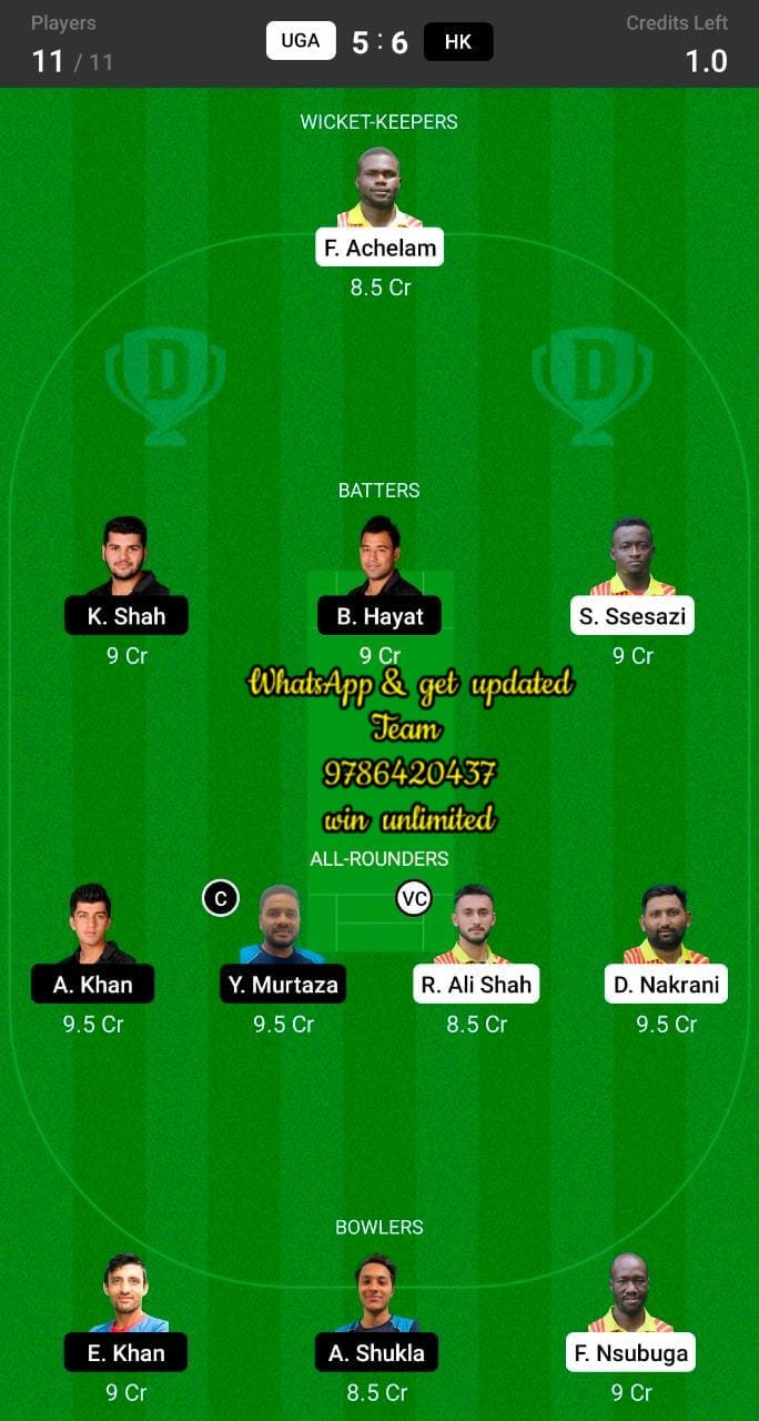 UGA vs HK 15th Match Dream11 Team fantasy Prediction CWC One-Day Challenge League B