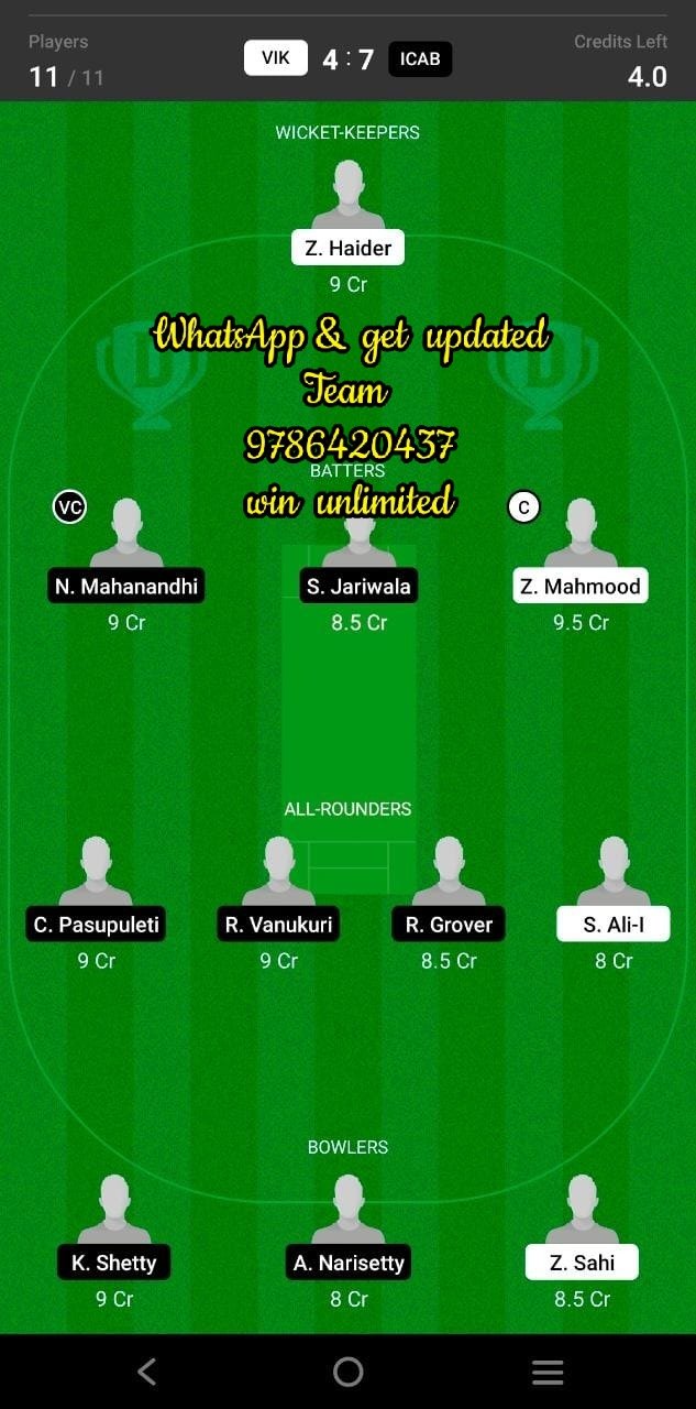 VIK vs ICAB 15th Match Dream11 Team fantasy Prediction FanCode ECS T10 - Dresden