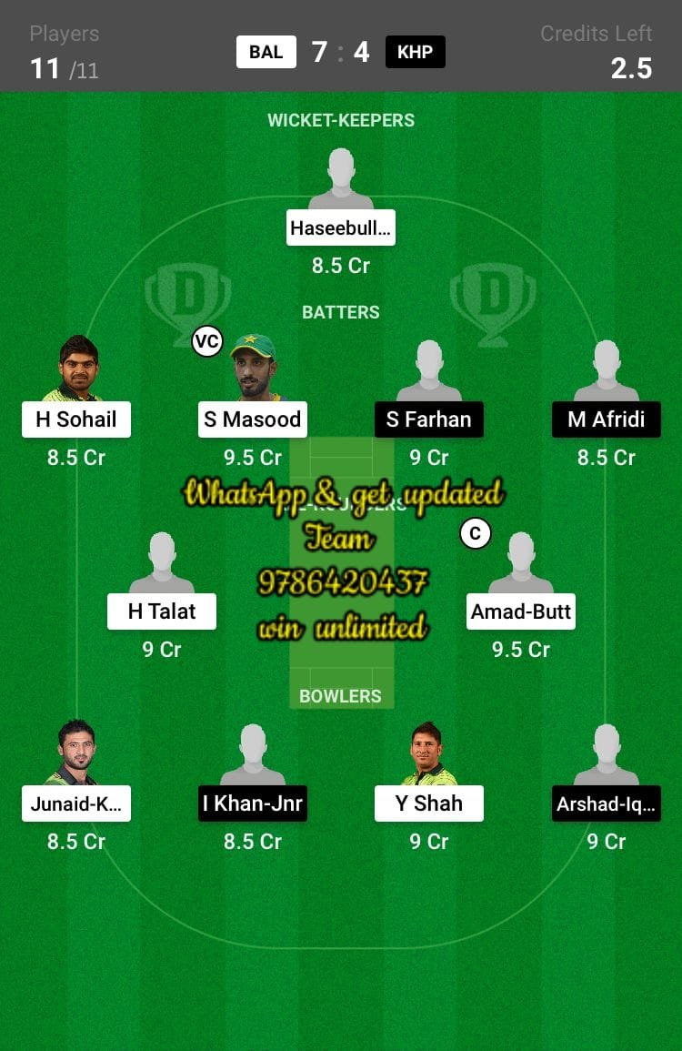 BAL vs KHP 29th Match Dream11 Team fantasy Prediction National T20 Cup