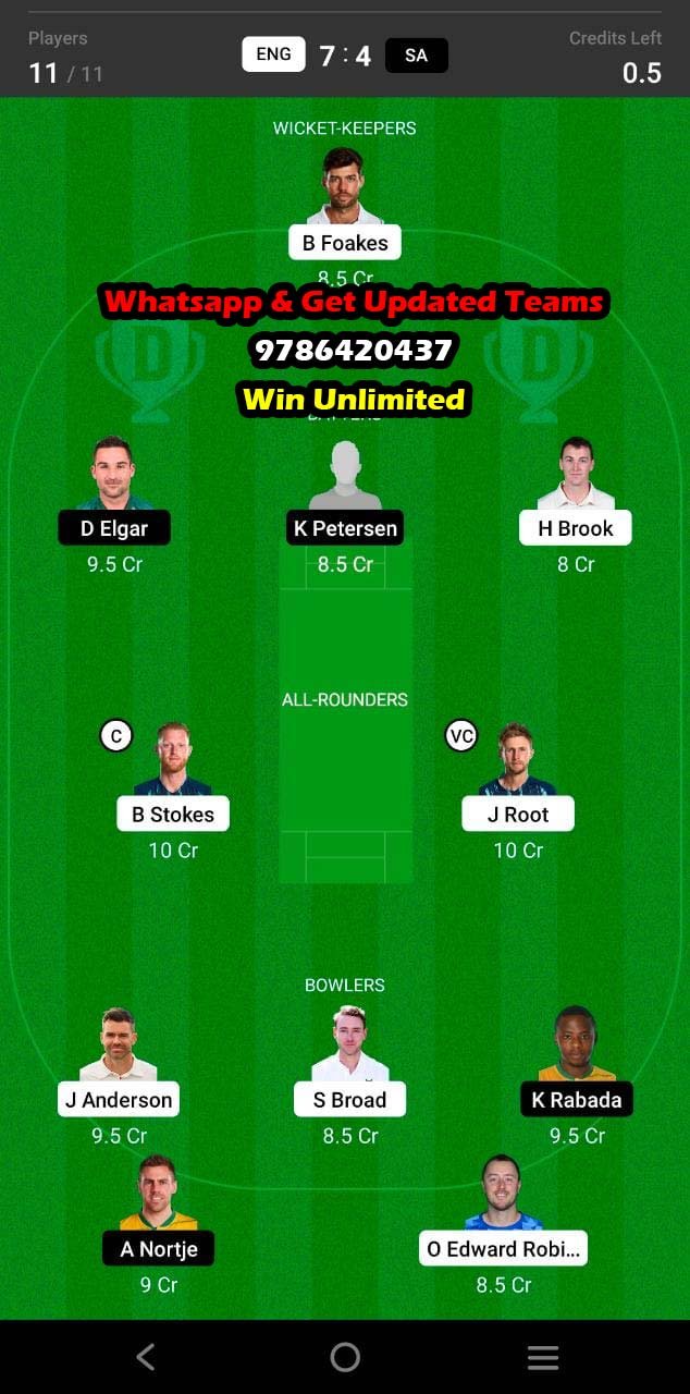 ENG vs SA 3rd Test Match Dream11 Team fantasy Prediction South Africa tour of England 2022