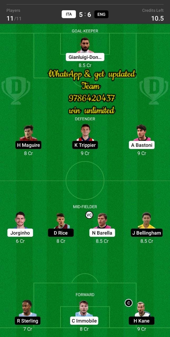 ITA vs ENG Dream11 Team fantasy Prediction UEFA Nations League