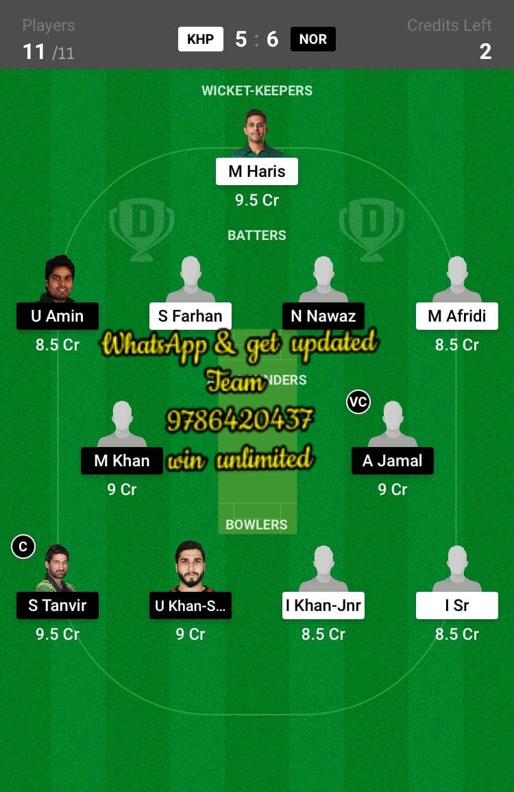 KHP vs NOR 21st Match Dream11 Team fantasy Prediction National T20 Cup