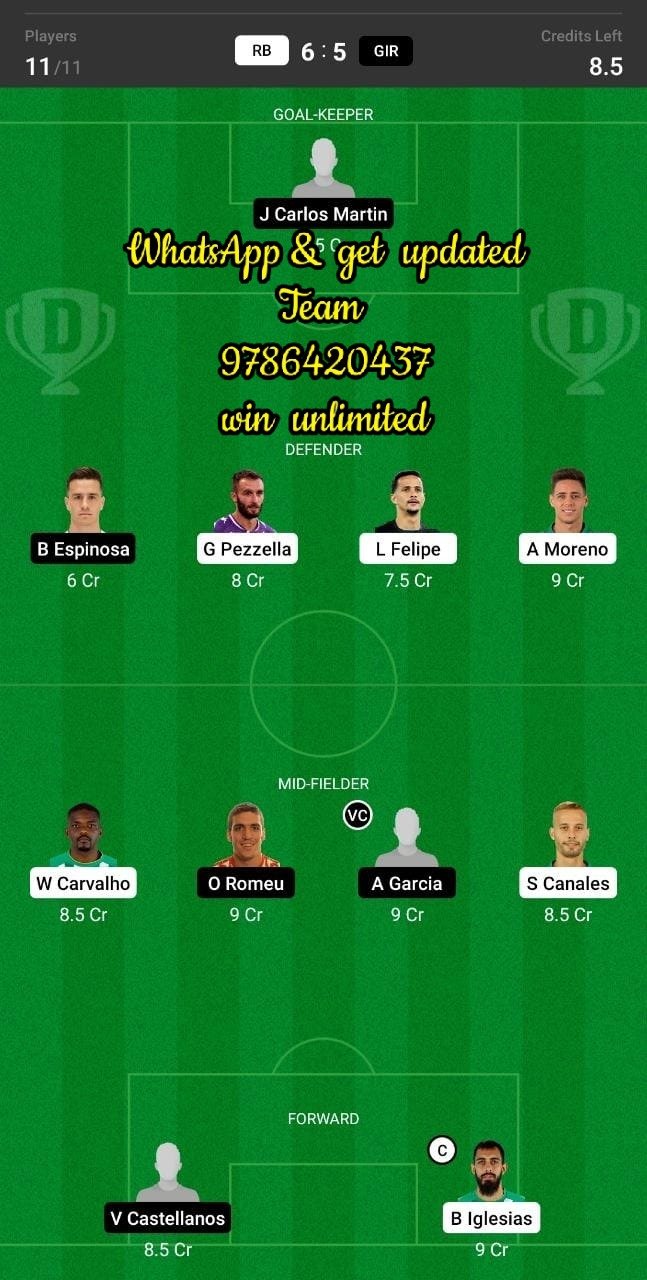 RB vs GIR Dream11 Team fantasy Prediction La Liga