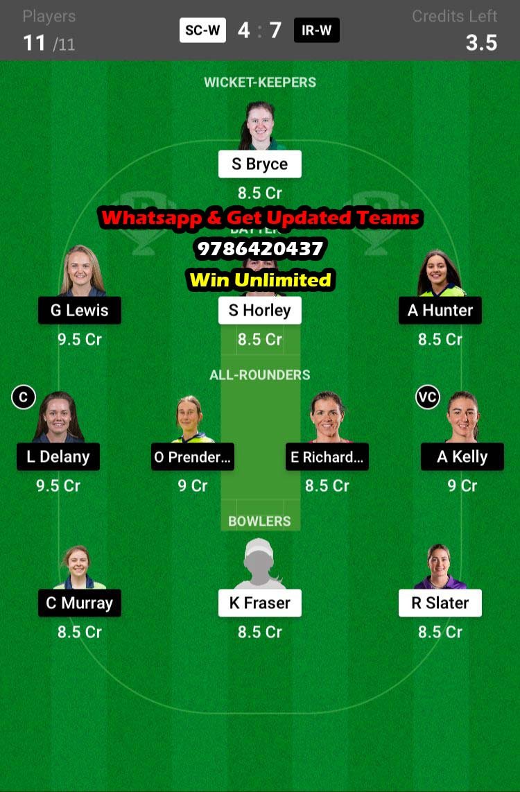 SC-W vs IR-W 3rd T20I Match Dream11 Team fantasy Prediction Ireland Women tour of Scotland 2022