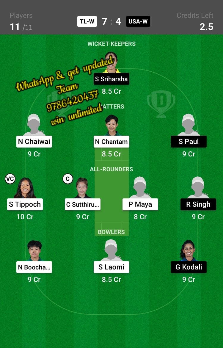 TL-W vs USA-W 4th Match Dream11 Team fantasy Prediction Women's T20I Quadrangular