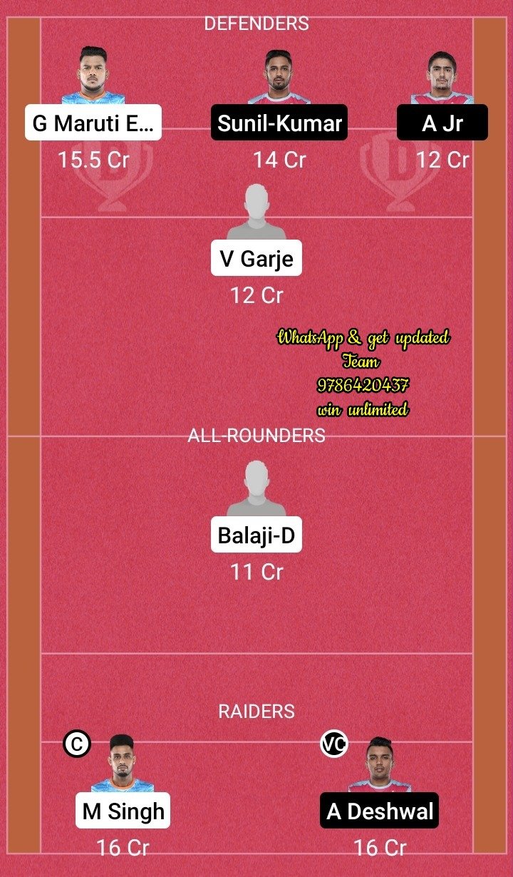 BEN vs JAI 26th Match Dream11 Team fantasy Prediction VIVO Pro Kabaddi