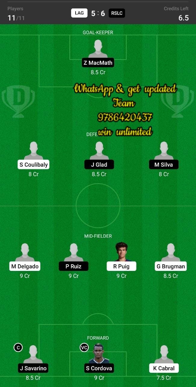 LAG vs RSLC Dream11 Team fantasy Prediction Major League Soccer