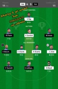 PAN vs TUS 24th Match Dream11 Team fantasy Prediction BYJU'S KCA President Cup T20