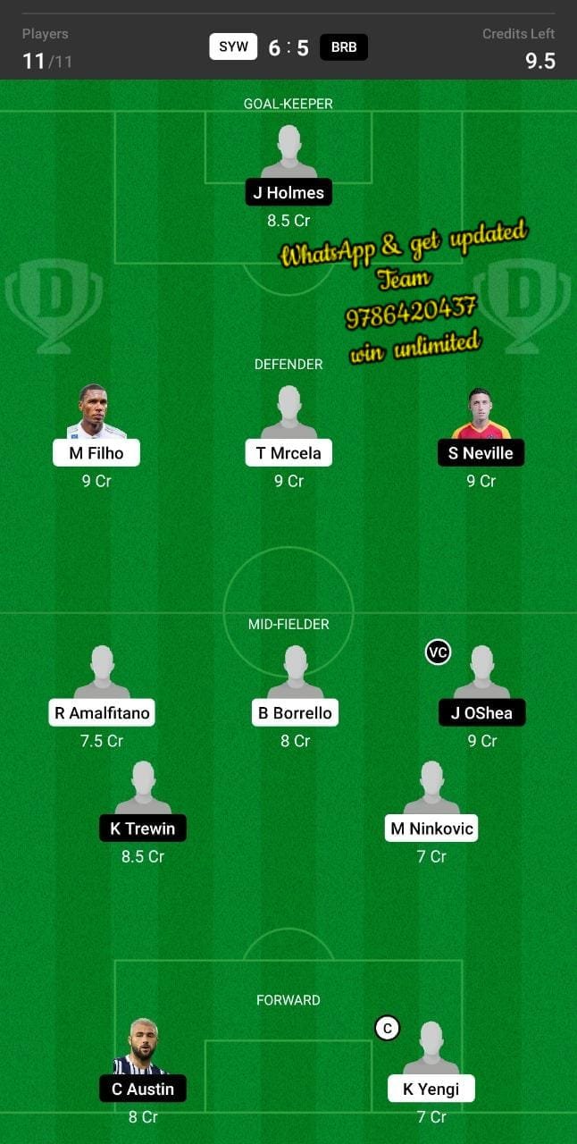 SYW vs BRB Dream11 Team fantasy Prediction A League