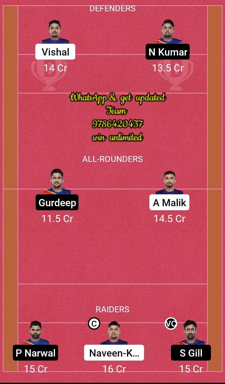 DEL vs UP 83rd Match Dream11 Team fantasy Prediction VIVO Pro Kabaddi