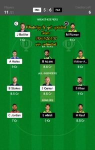 ENG vs PAK Final Match Dream11 Team fantasy Prediction ICC Men's T20 World Cup