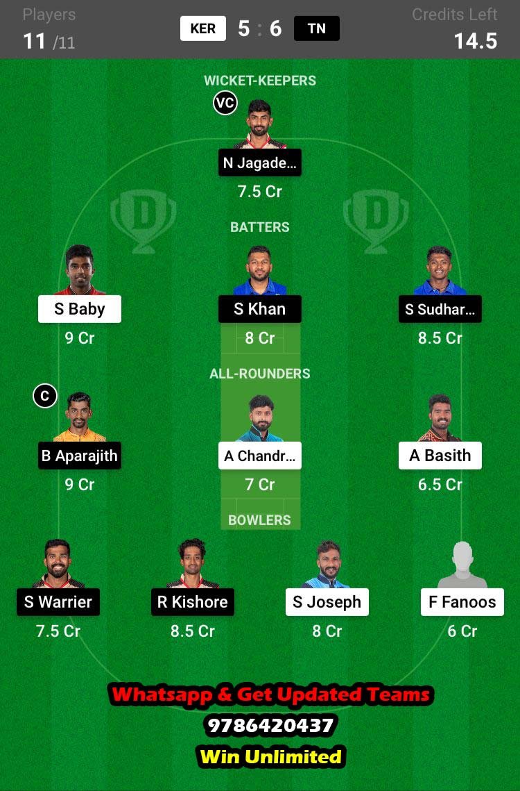 KER vs TN 117th Match Dream11 Team fantasy Prediction Vijay Hazare Trophy 2022