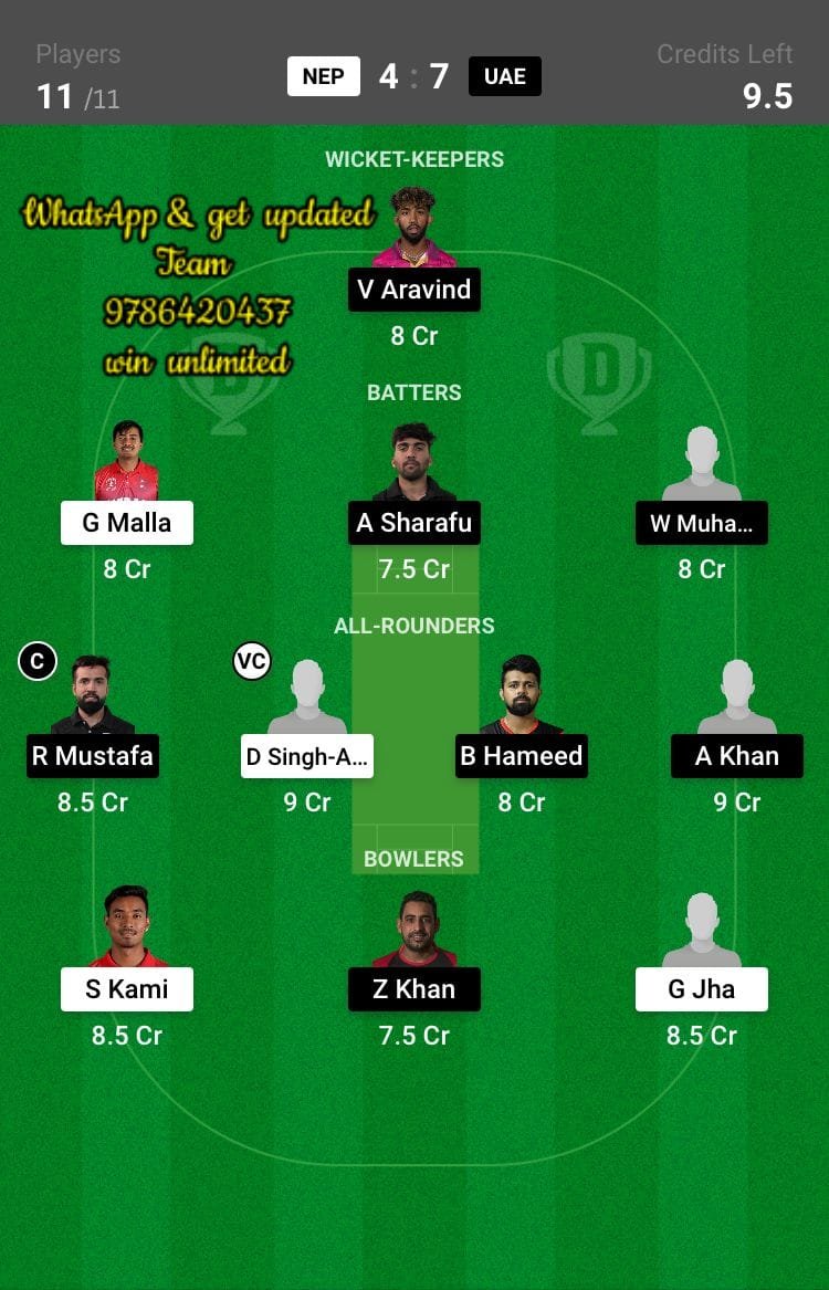 NEP vs UAE 3rd ODI Match Dream11 Team fantasy Prediction United Arab Emirates tour of Nepal