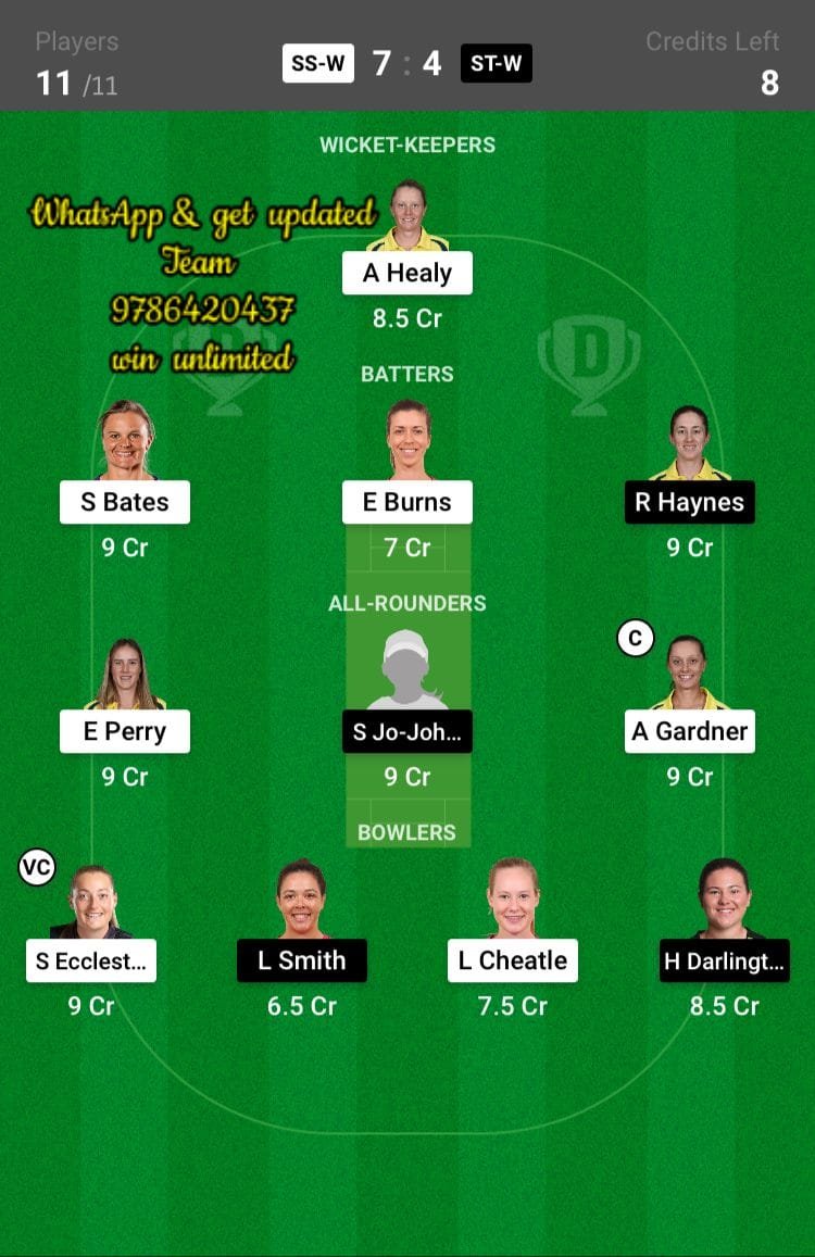 SS-W vs ST-W 51st Match Dream11 Team fantasy Prediction Weber WBBL T20