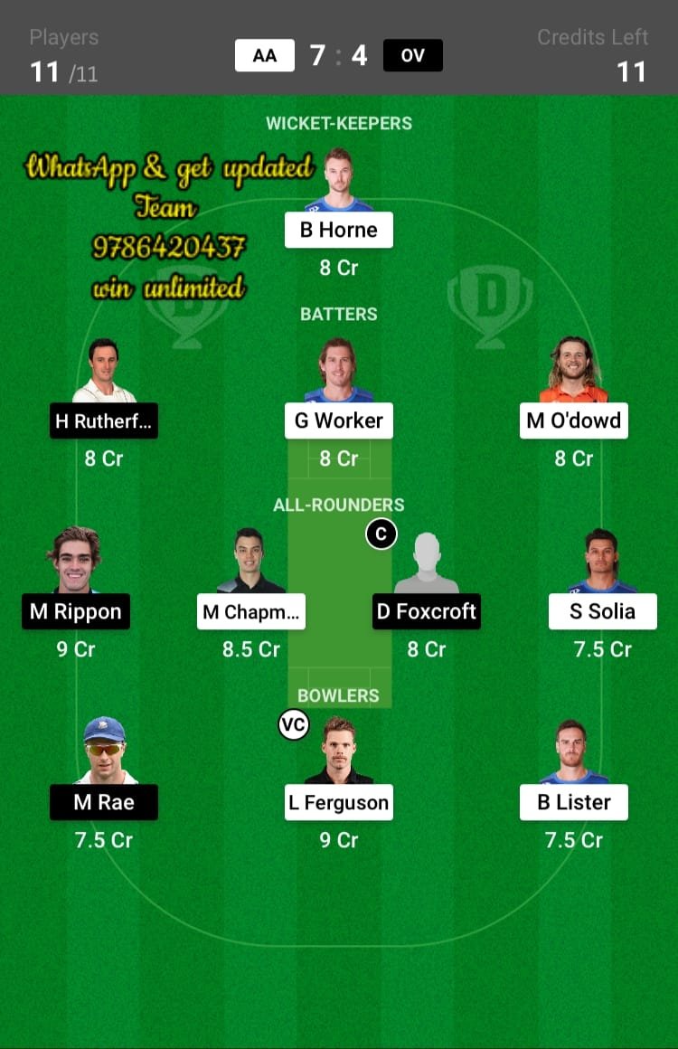 AA vs OV 10th Match Dream11 Team fantasy Prediction Dream11 Super Smash T20