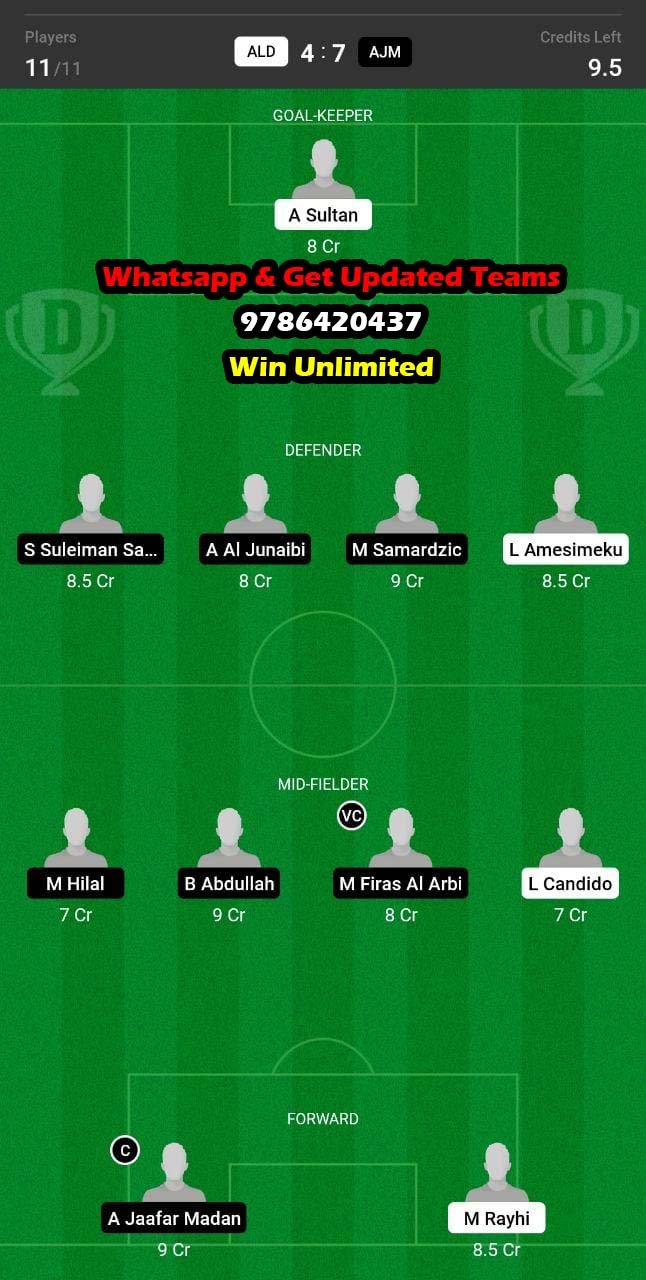 ALD vs AJM Dream11 Team fantasy Prediction UAE Pro League