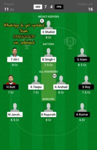 GED vs FPD 54th Match Dream11 Team fantasy Prediction ICCA Arabian T20 League
