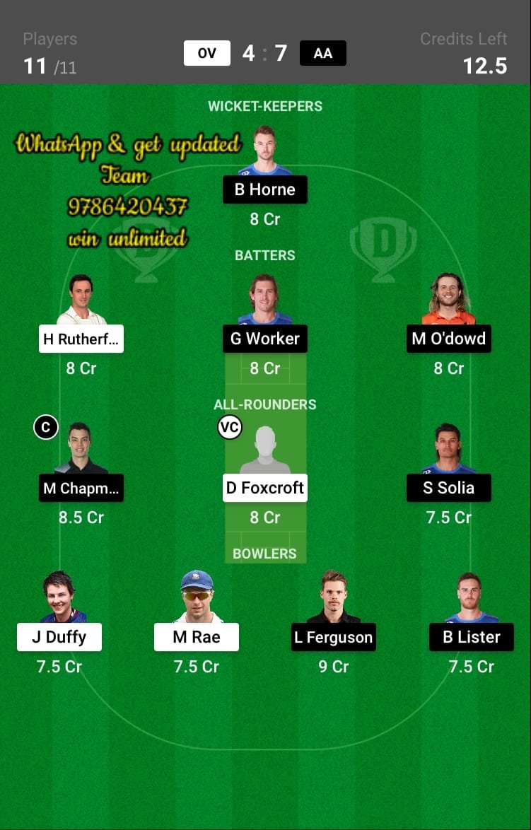 OV vs AA 6th Match Dream11 Team fantasy Prediction Dream11 Super Smash T20