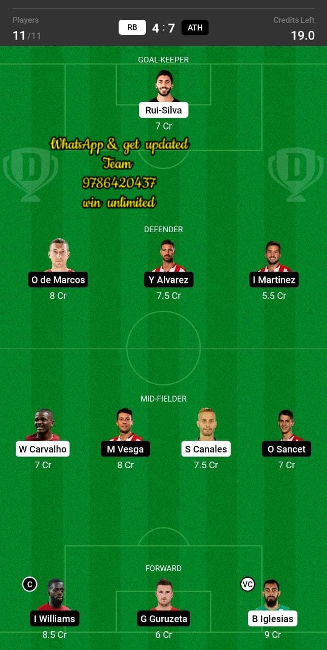 RB vs ATH Dream11 Team fantasy Prediction La Liga